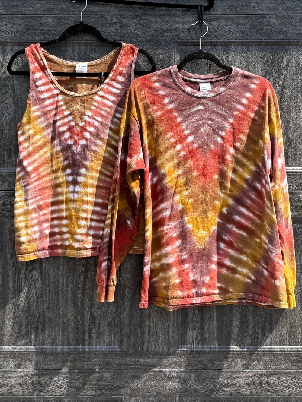 Gildan Tie-Dye Tank Top in Rust, Mustard, Brown